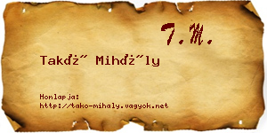 Takó Mihály névjegykártya